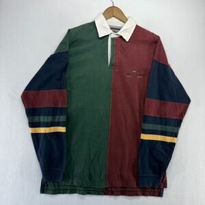 Vintage IVY Crew Rugby Polo Shirt Men's Large Colorblock Colorful Rowing 90s
